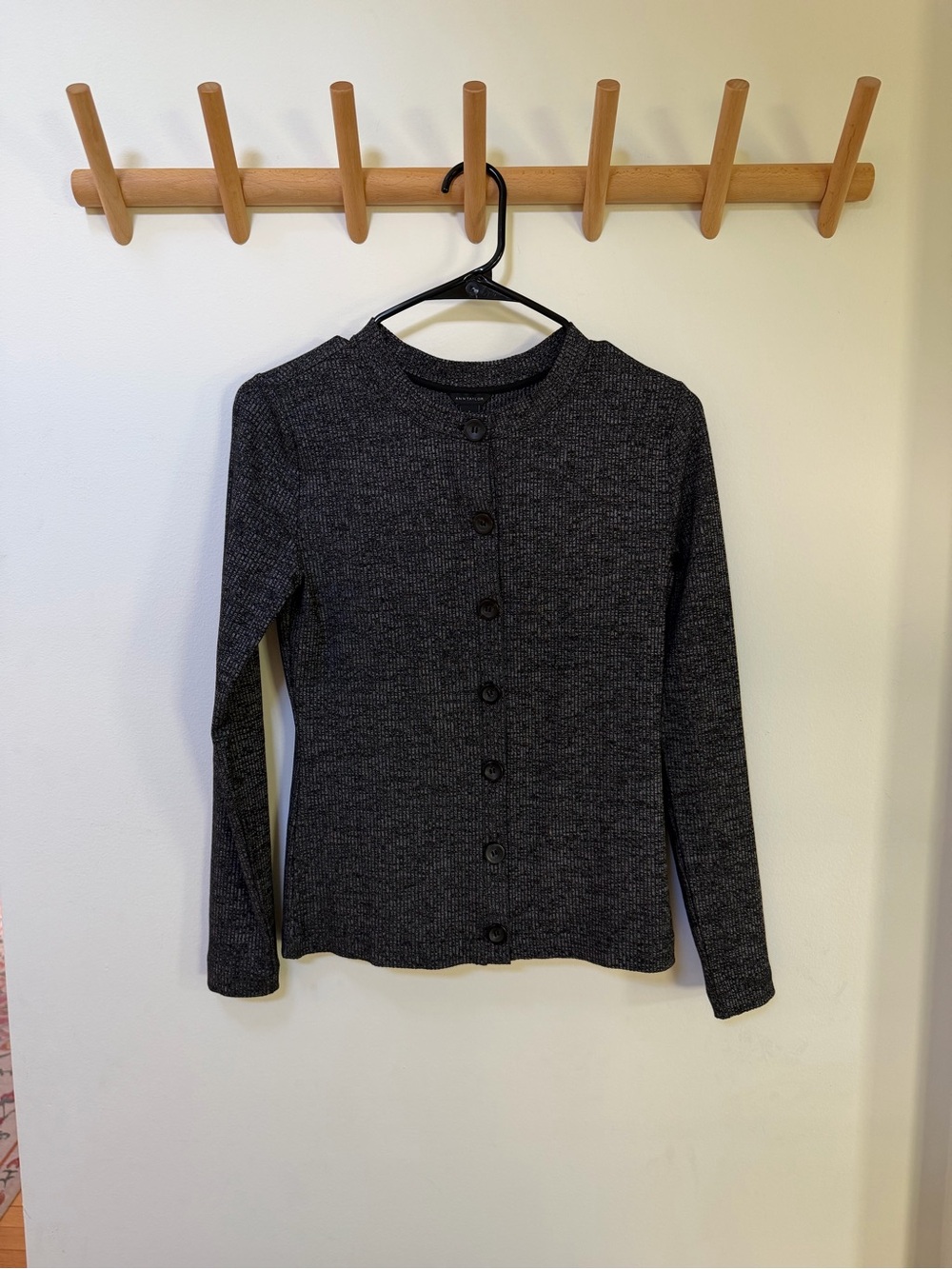 Ann Taylor Charcoal Knit Crewneck Cardigan